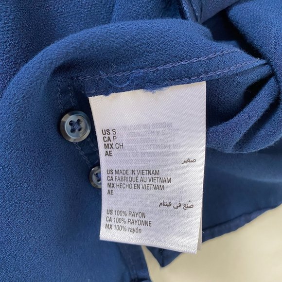 Blue Satin Button Down - Picture 4 of 6